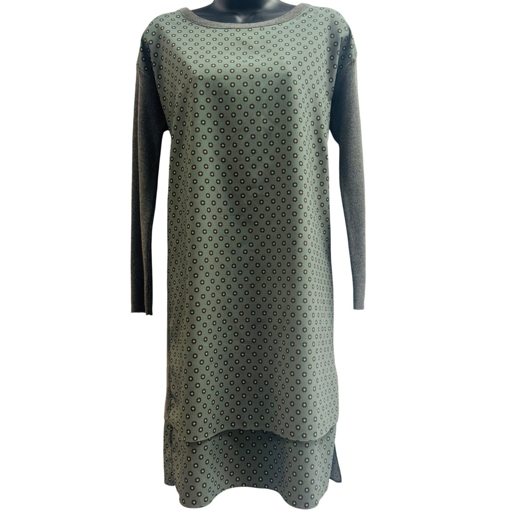 Lauren Ralph Lauren Green Geometric Mixed Media Sweater Dress Size S